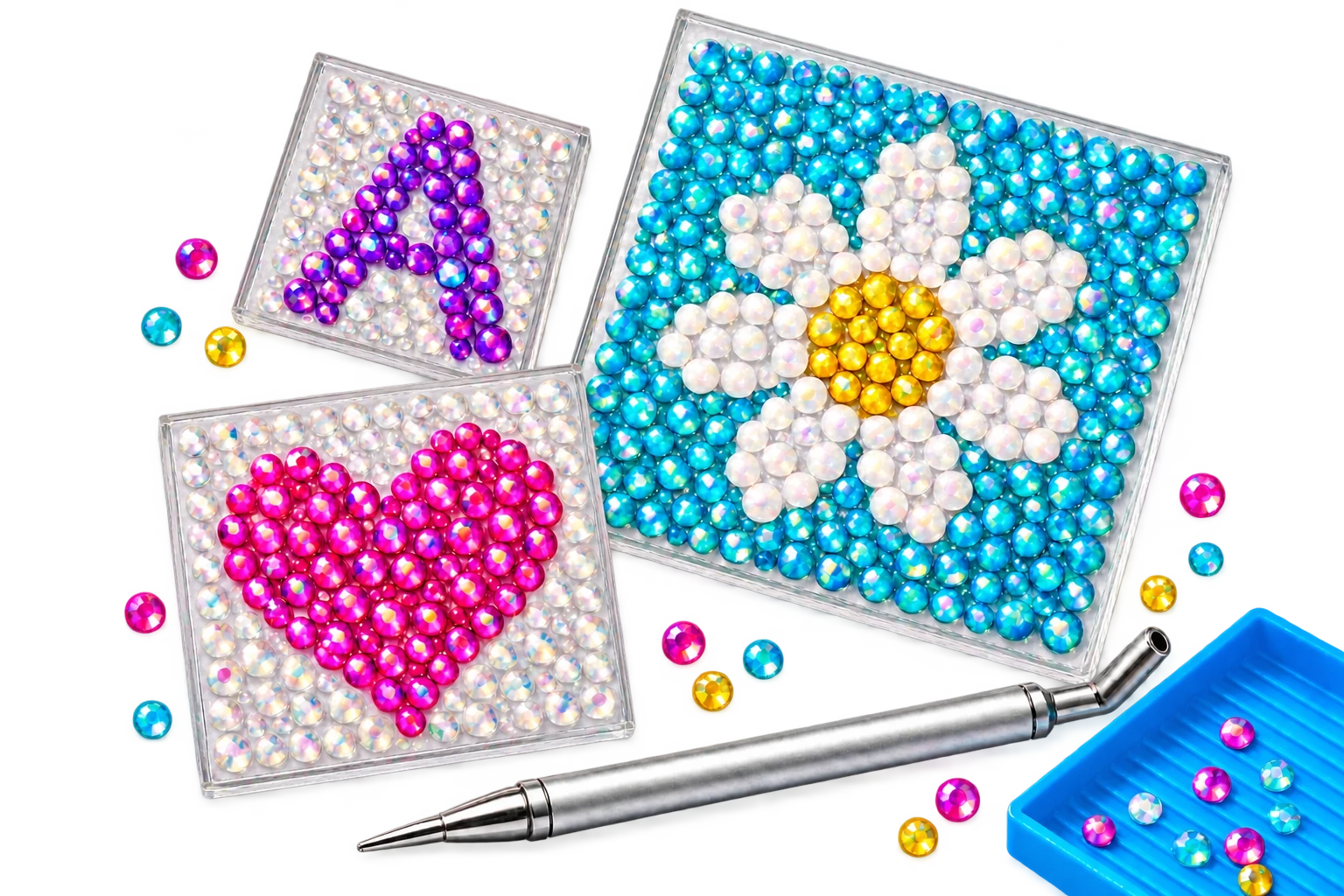 Square rhinestone artwork examples